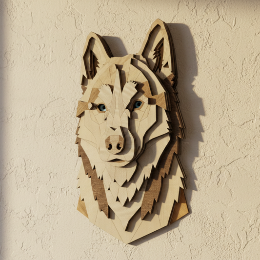 Décoration Murale Husky en Bois de Peuplier